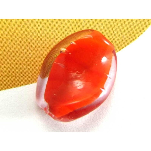 1 Perle de Murano - Petite Feuille Rouge Orangé - 15 par 10 mm - Photo n°1