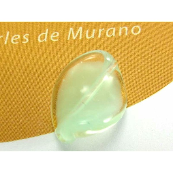 1 Perle de Murano - Petite Feuille Vert d'eau - 15 par 10 mm - Photo n°1