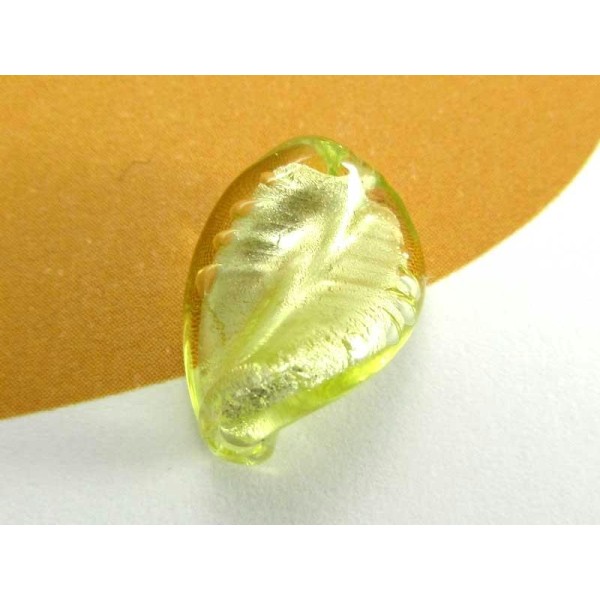 1 Perle de Murano - Petite Feuille Citrine - 15*10 mm - Photo n°1