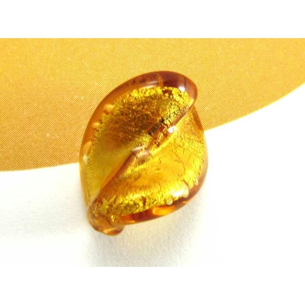 1 Perle de Murano - Petite Feuille Ambre - 15 par 10 mm - Photo n°1
