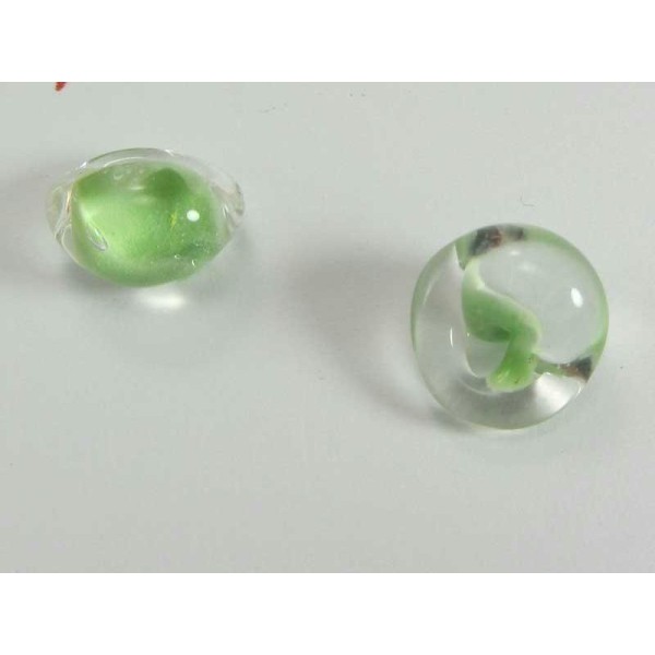 Lot de  2 Perles Artisanales Larmes Vert Clair en verre - Photo n°1