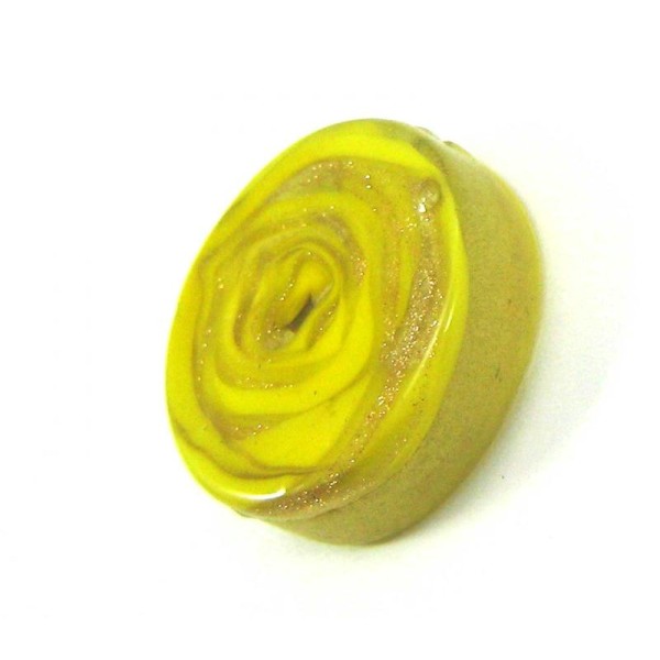 1 Perle de Murano Disque Tourbillon Jaune - 21 mm - Photo n°2