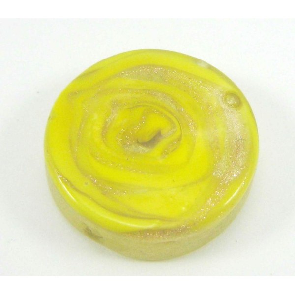 1 Perle de Murano Disque Tourbillon Jaune - 21 mm - Photo n°1