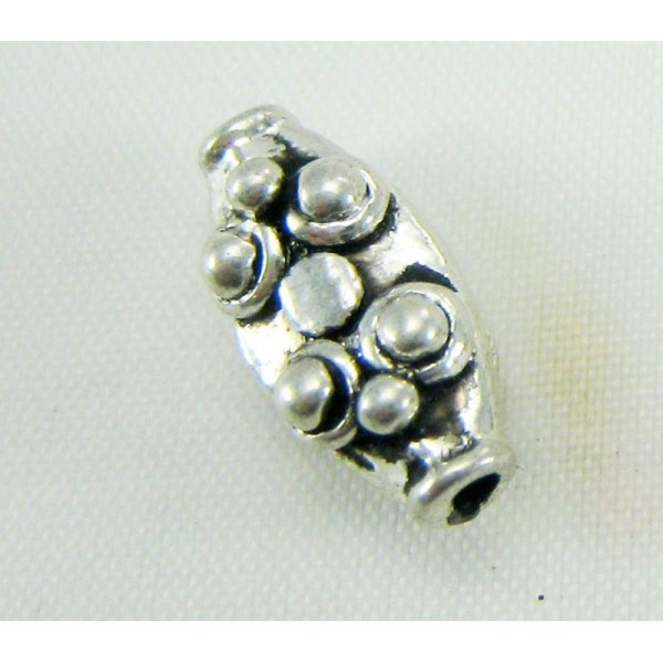 Lot 2 Perles métal ovales Argenté  - 14*7mm - Photo n°1
