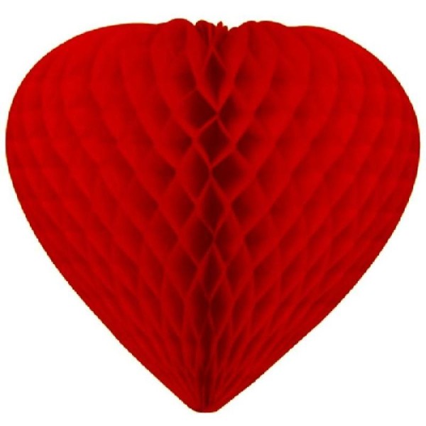 Coeur alvéolé rouge 30 cm - Photo n°1