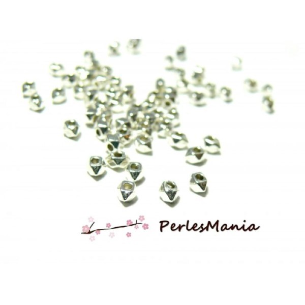 100 Mini perles intercalaires SPOUTNIK 4 par 3mm ARGENT VIF ( S1145279 ) - Photo n°1