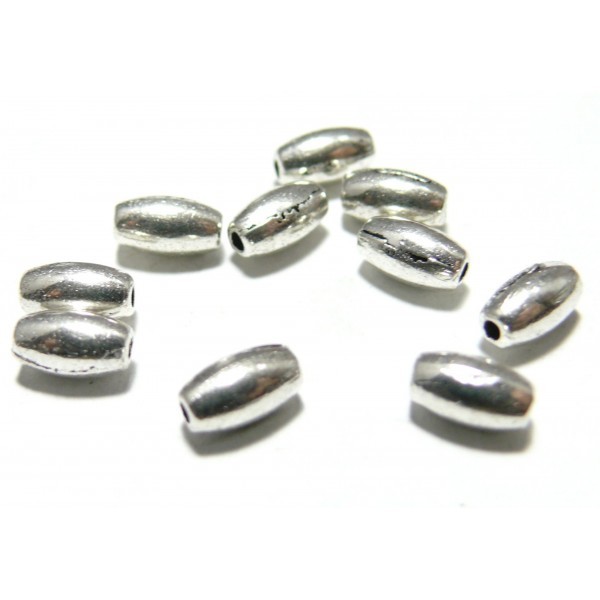 PAX 50 Perles intercalaires ovales 2Y5511 métal ARGENT ANTIQUE - Photo n°1
