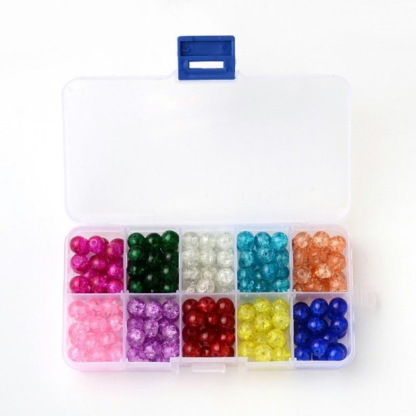 Une Boite De 200 Perle Craquelées En 8mm Multicolore - Photo n°1