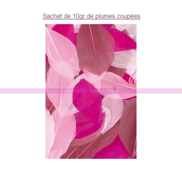 Sachet de Plumes coupées, camaieu Rose, sachet de 10gr ,60 mm, pour Bijoux ou attrape rêve - Photo n°1