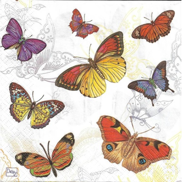 4 Serviettes en papier Papillons Format Lunch - Photo n°2