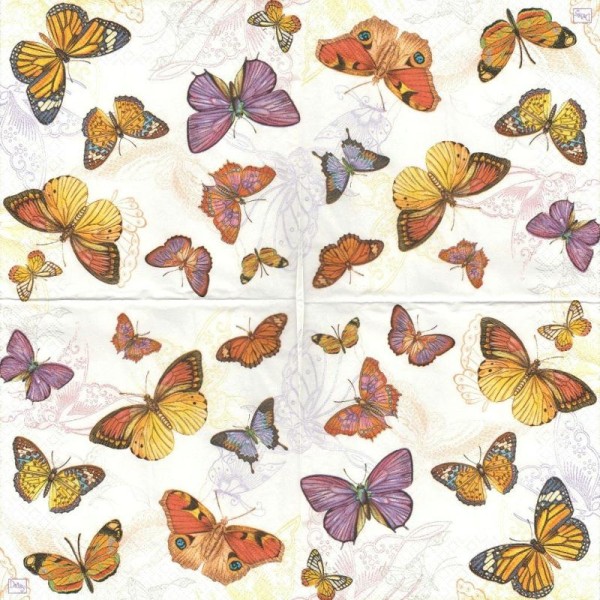 4 Serviettes en papier Papillons Format Lunch - Photo n°3