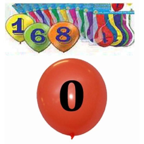10 Ballons nombre 0 - 28 cm - Photo n°1