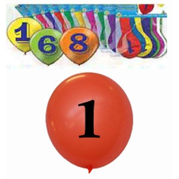10 Ballons nombre 1 - 28 cm - Photo n°1