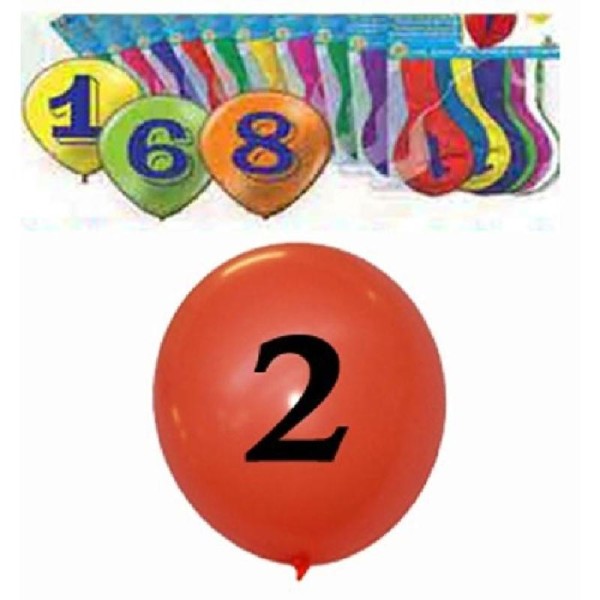 10 Ballons nombre 2 - 28 cm - Photo n°1