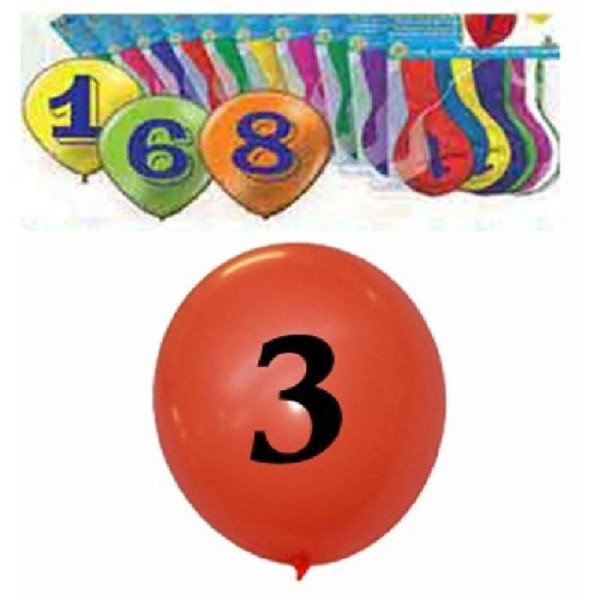 10 Ballons nombre 3 - 28 cm - Photo n°1