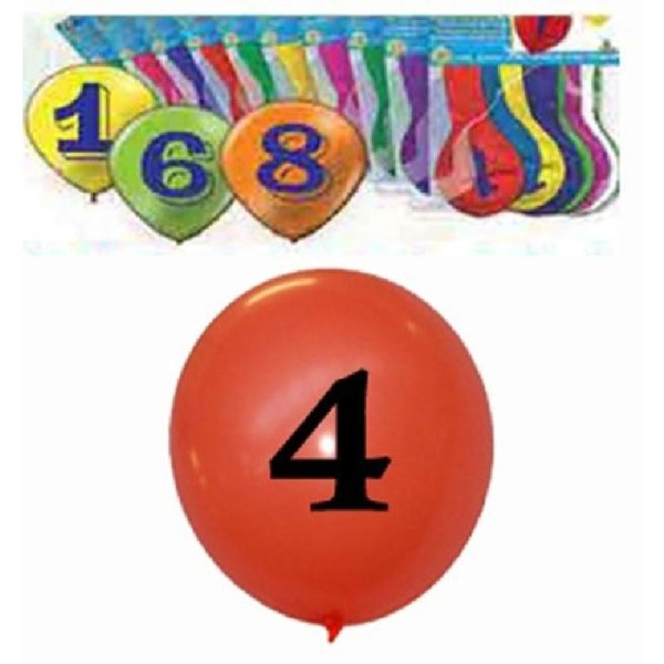 10 Ballons nombre 4 - 28 cm - Photo n°1