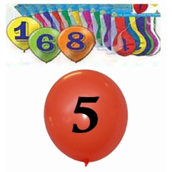 10 Ballons nombre 5 - 28 cm - Photo n°1