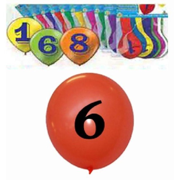 10 Ballons nombre 6 - 28 cm - Photo n°1