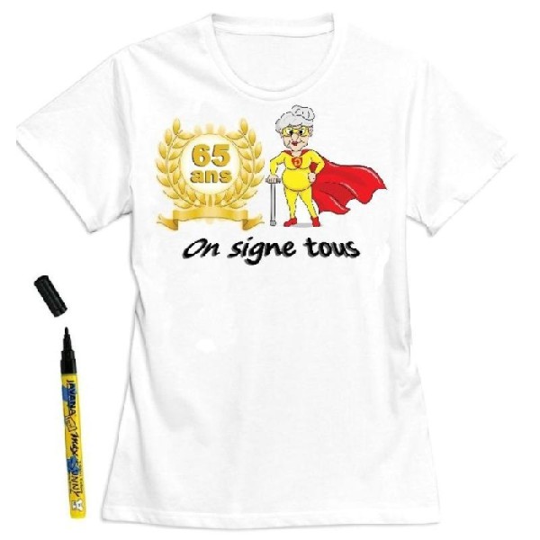 T-Shirt femme 65 ans à dédicacer - Taille L - Photo n°1