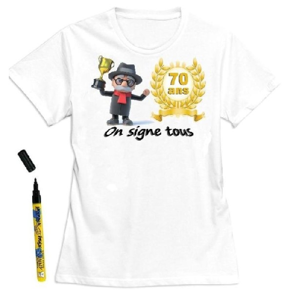 T-Shirt homme 70 ans à dédicacer - Taille L - Photo n°1