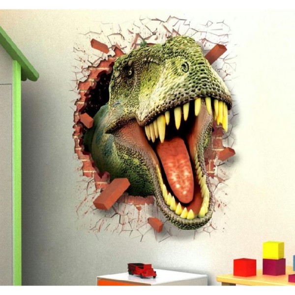 Sticker 3D adhésif mural découpé tyrannosaure (50 x 70 cm) - Photo n°1