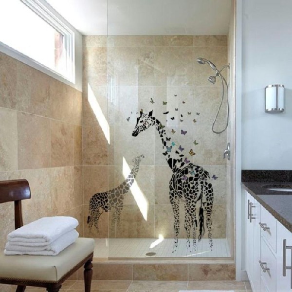 Stickers adhésifs girafes art déco (115 x 130 cm) - Photo n°1