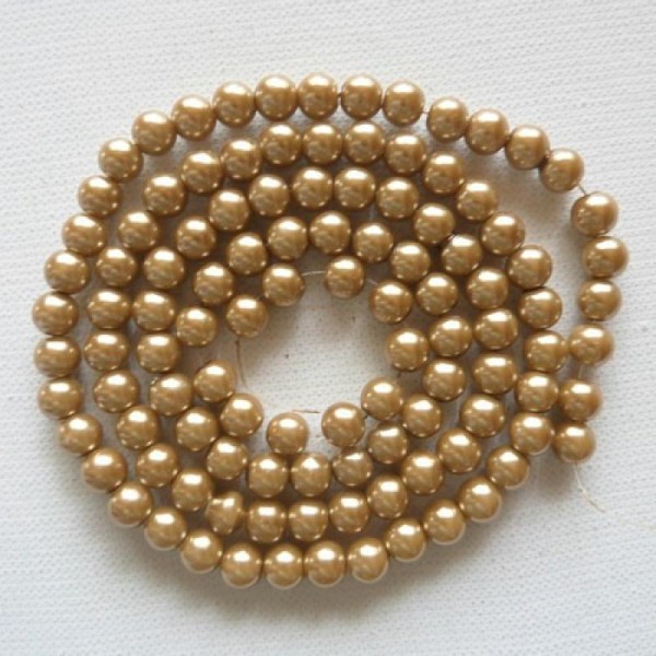 65 perles rondes en verre nacré 10 mm MARRON DORE - Photo n°1