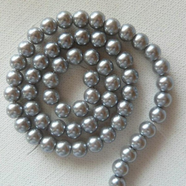 65 perles rondes en verre nacré 10 mm GRIS - Photo n°1
