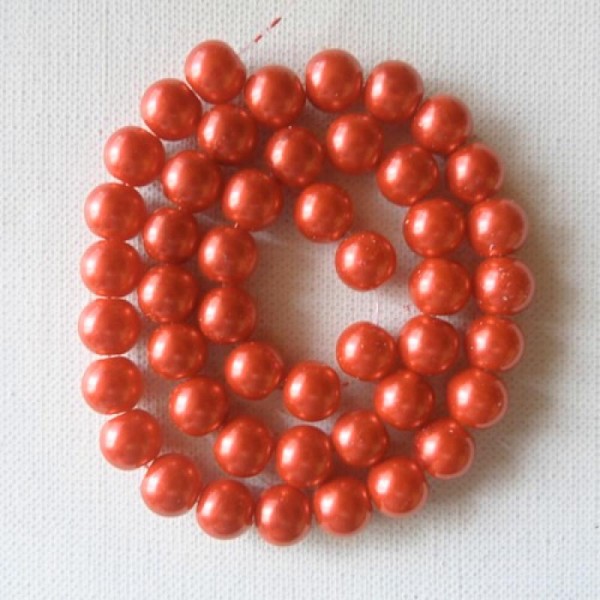 65 perles rondes en verre nacré 10 mm ROUGE - Photo n°1
