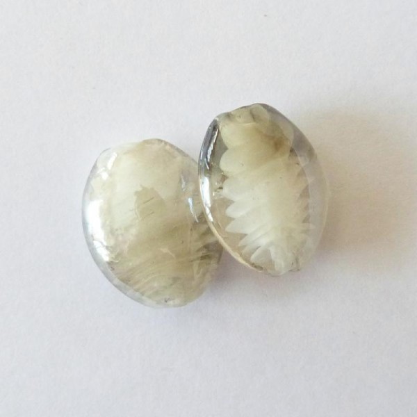 4 perles de verre style murano 2 cm BLANC GRIS CLAIR - Photo n°1