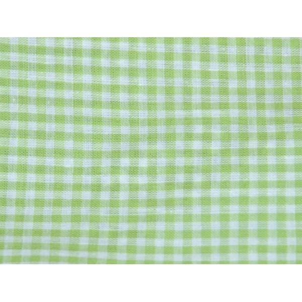 Tissu Coton Vichy Vert Pale Petit Carreau – Coupe par 50cms - Photo n°1
