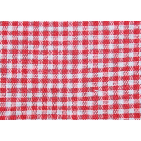 Tissu Coton Vichy Rouge Petit Carreau – Coupe par 50cms - Photo n°1
