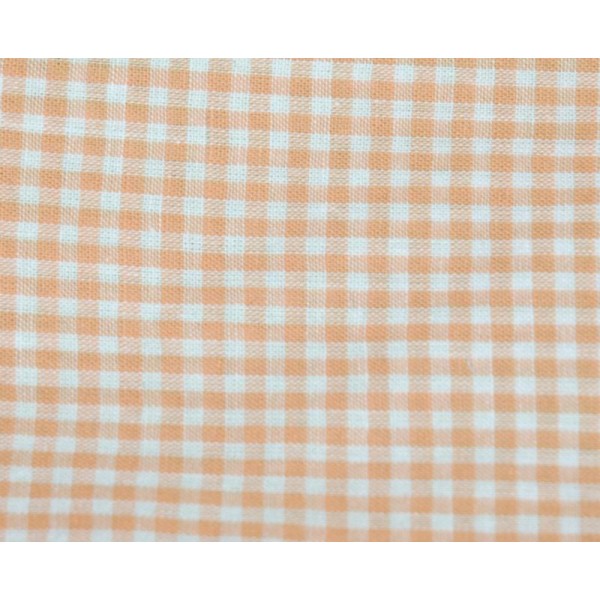 Tissu Coton Vichy Orange Petit Carreau – Coupe par 50cms - Photo n°1