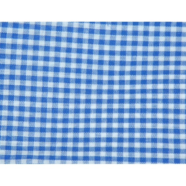 Tissu Coton Vichy Bleu Royal Petit Carreau – Coupe par 50cms - Photo n°1