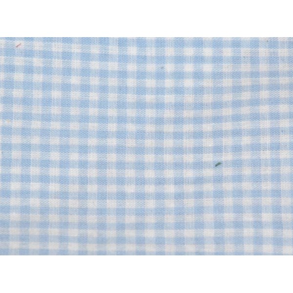 Tissu Coton Vichy Bleu Ciel Petit Carreau – Coupe par 50cms - Photo n°1
