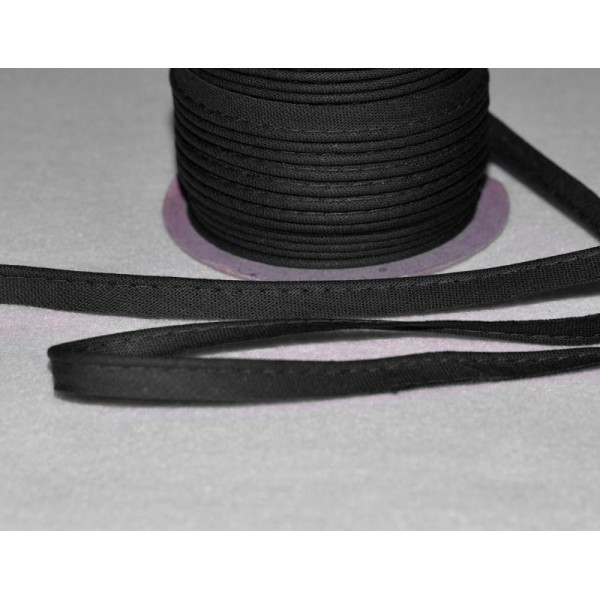Passepoil Coton 10mm Noir au mètre - Photo n°1