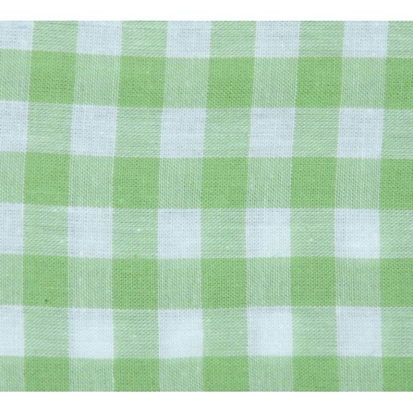 Tissu Coton Vichy Vert Pale Grand Carreau – Coupe par 50cms - Photo n°1