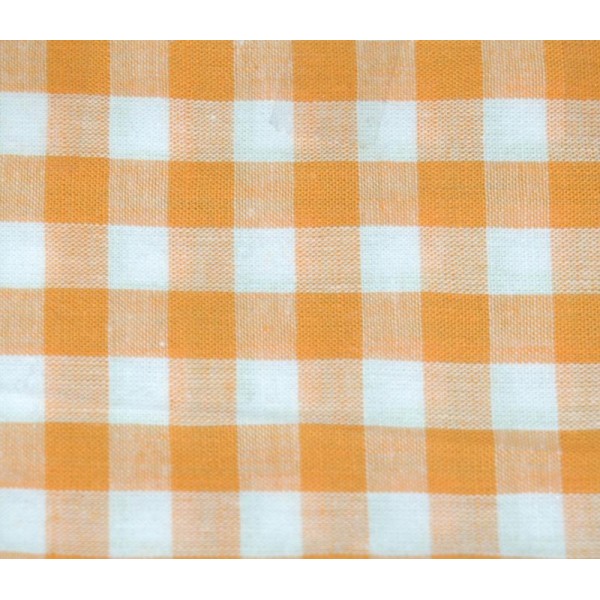 Tissu Coton Vichy Orange Grand Carreau – Coupe par 50cms - Photo n°1