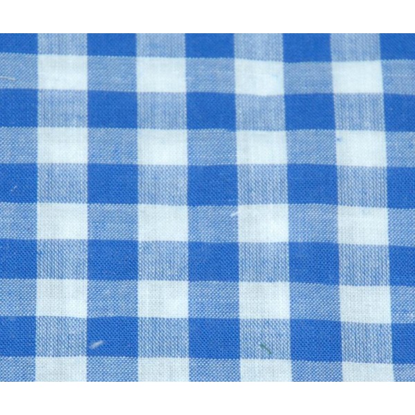 Tissu Coton Vichy Bleu Royal Grand Carreau – Coupe par 50cms - Photo n°1