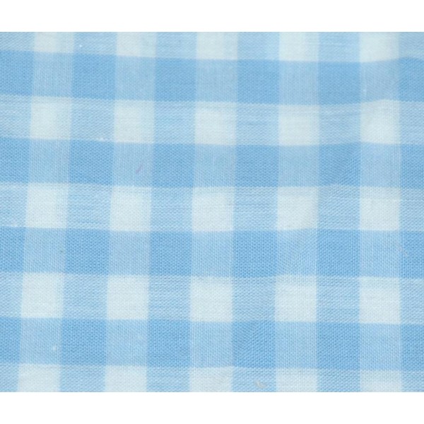Tissu Coton Vichy Bleu Ciel Grand Carreau – Coupe par 50cms - Photo n°1