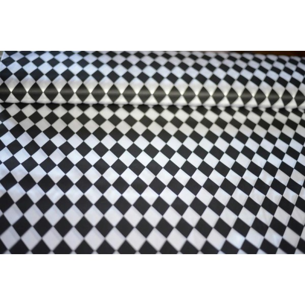 Tissu Losange Noir et Blanc 100 % Polyester au mètre, Carnaval, Déguisement - Photo n°1