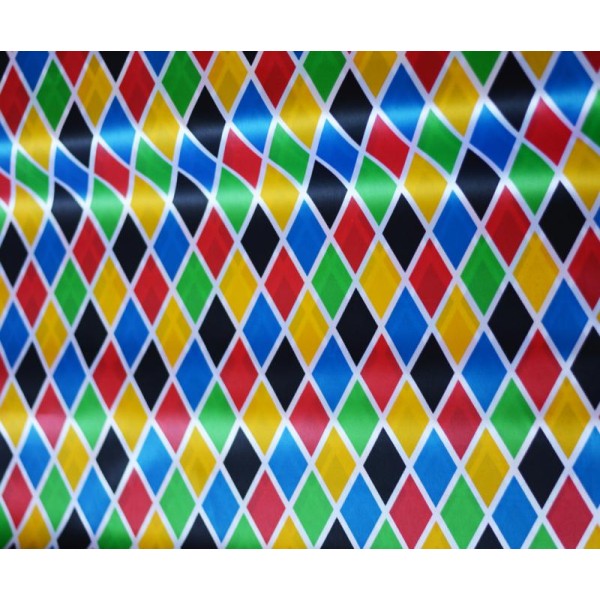 Tissu Arlequin Multicolore Grand Motif 100 % Polyester au mètre, Carnaval, Déguisement - Photo n°1