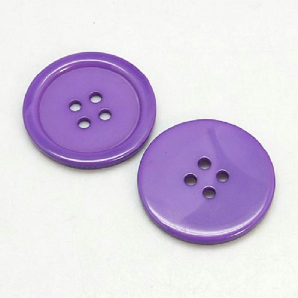 10 Bouton Résine 4 Trous Couleur Violet 20x3mm - Photo n°1