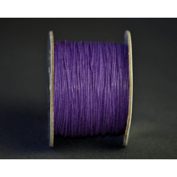 Cordon Coton Ciré 1mm Violet - au mètre - Photo n°1