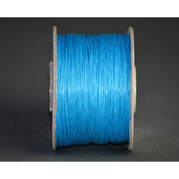 Cordon Coton Ciré 1mm Bleu Turquoise - au mètre - Photo n°1