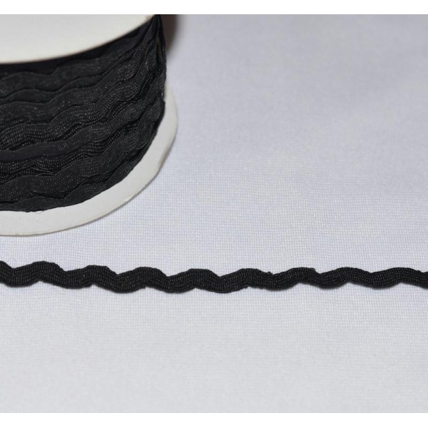 Ruban Croquet 5 mm Polyester Noir au mètre - Qualité extra. - Photo n°1