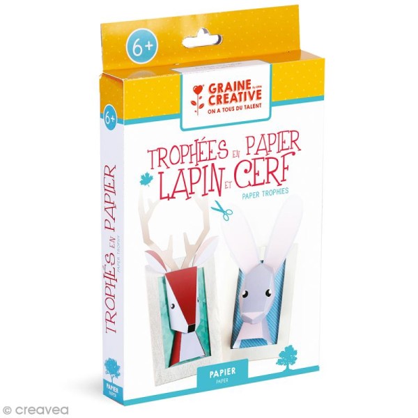 Kit Trophée papier 3D - Lapin et Cerf - Photo n°1