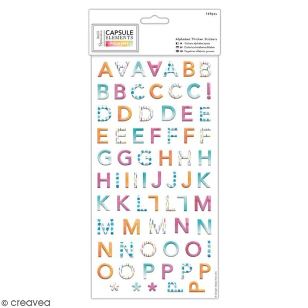 Stickers Alphabet cartonné Docrafts - Collection capsule Elements Pigment - 169 pcs - Photo n°1