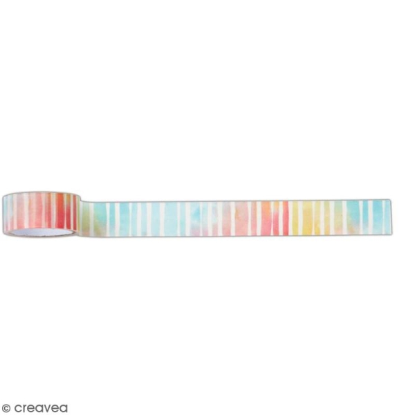 Ruban adhésif décoratif Papermania - Collection Elements Pigment - Rayures colorées - 3 m x 1,6 cm - Photo n°1