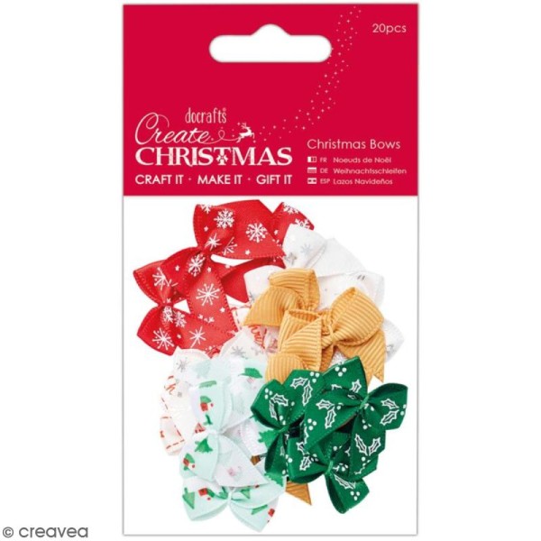 Assortiment petits noeuds colorés - Create Christmas - 20 pcs - Photo n°1
